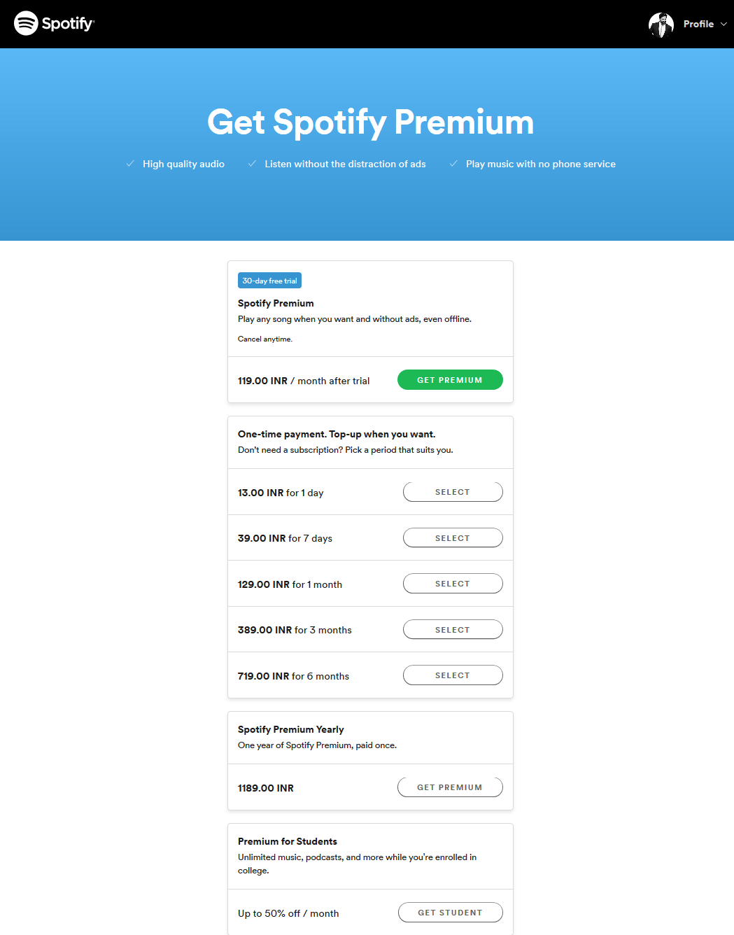 Spotify India Free Trial